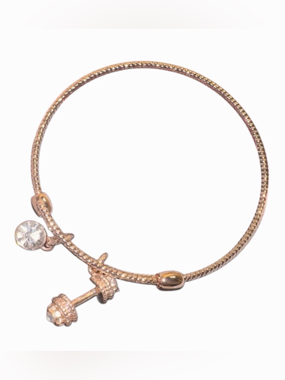 Mary Kay Adjustable Bangle- Rose Gold With Strength Charm and Crystal Accent